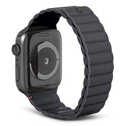 Decoded Silicone Traction Strap - Magnetisches Uhrenarmband - Kompatibel mit Apple Watch 6 / SE / 5/4 (44mm) - 3/2 / 1 (42mm) - Silikon - Damen und Herren - Schwarz, Dunkel Grau, Anthrazit von Decoded