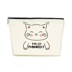 Lustige Katze, Milchbrot, Make-up-Tasche, Kosmetiktasche, Katzengeschenke für Katzenliebhaber, Humor, Katze, Mutter, Geschenke, Katzen-Thema, Geschenke für Frauen, beste Freundin, Schwester, BFF, von Decohim