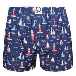 Dedoles Boxershorts Herren Unterwäsche Männer Trunks Baumwolle lustige Designs Tiere Avocado Hamster Spiele Formel-Rennen, Farbe Blau, Motiv Leuchtturm und Segelboote, Gr. L von Dedoles