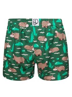 Dedoles Boxershorts Herren Unterwäsche Männer Trunks Baumwolle lustige Designs Tiere Avocado Hamster Spiele Formel-Rennen, Farbe Grün, Motiv Schwimmendes Nilpferd, Gr. 2XL von Dedoles