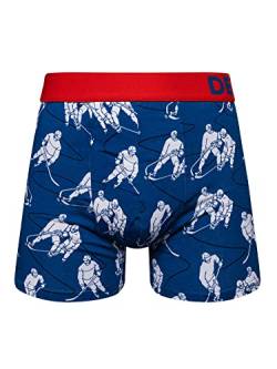 Dedoles Boxershorts Herren & Jungen Unterwäsche Trunks Baumwolle lustige Designs Dinosaurier Hamster Spiele Maulwurf Geschenk, Farbe Blau, Motiv Eishockey Unterhose, Gr. L von Dedoles