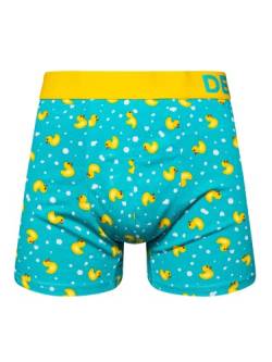 Dedoles Boxershorts Herren & Jungen Unterwäsche Trunks Baumwolle lustige Designs Dinosaurier Hamster Spiele Maulwurf Geschenk, Farbe Blau, Motiv Enten Unterhose, Gr. L von Dedoles