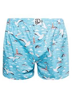 Dedoles Boxershorts Herren & Jungen Unterwäsche Trunks Baumwolle lustige Designs Dinosaurier Hamster Spiele Maulwurf Geschenk, Farbe Blau, Motiv Möwe Boxershorts, Gr. S von Dedoles