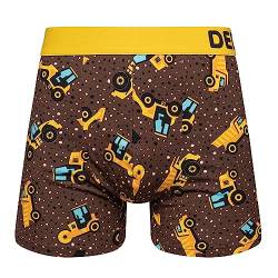 Dedoles Boxershorts Herren & Jungen Unterwäsche Trunks Baumwolle lustige Designs Dinosaurier Hamster Spiele Maulwurf Geschenk, Farbe Braun, Motiv Schwere Maschinen Unterhose, Gr. S von Dedoles