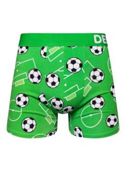 Dedoles Boxershorts Herren & Jungen Unterwäsche Trunks Baumwolle lustige Designs Dinosaurier Hamster Spiele Maulwurf Geschenk, Farbe Grün, Motiv Fußball Unterhose, Gr. M von Dedoles