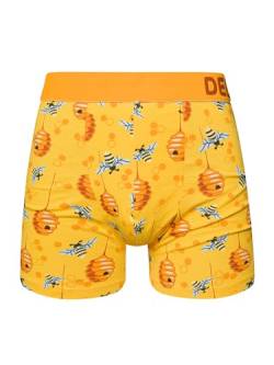 Dedoles Boxershorts Herren & Jungen Unterwäsche Trunks Baumwolle lustige Designs Dinosaurier Hamster Spiele Maulwurf Geschenk, Farbe Orange, Motiv Fleißige Bienen Unterhose, Gr. L von Dedoles