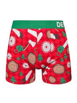 Dedoles Boxershorts Herren & Jungen Unterwäsche Trunks Baumwolle lustige Designs Dinosaurier Hamster Spiele Maulwurf Geschenk, Farbe Rot, Motiv Holzfäller Unterhose, Gr. L von Dedoles