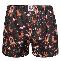 Dedoles Boxershorts Herren & Jungen Unterwäsche Trunks Baumwolle lustige Designs Dinosaurier Hamster Spiele Maulwurf Geschenk, Farbe Schwarz, Motiv Astronautenhuhn Boxershorts, Gr. 2XL von Dedoles