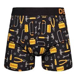 Dedoles Boxershorts Herren & Jungen Unterwäsche Trunks Baumwolle lustige Designs Dinosaurier Hamster Spiele Maulwurf Geschenk, Farbe Schwarz, Motiv Mechaniker Unterhose, Gr. S von Dedoles