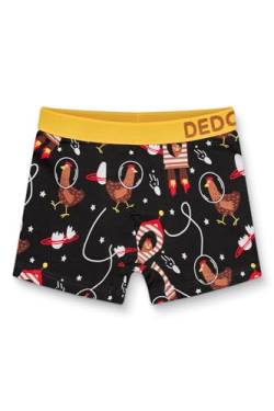 Dedoles Boxershorts Herren & Jungen Unterwäsche Trunks Baumwolle lustige Designs Dinosaurier Hamster Spiele Maulwurf Geschenk, Farbe: Schwarz, Motiv: Hühner-Astronaut, Gr. 4-6 Jahre von Dedoles