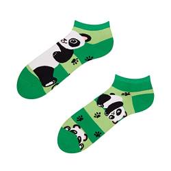 Dedoles Lustige Sneakersocken Kurze Herren & Damen aus Baumwolle 1 Paar, Farbe Grün, Motiv Panda und Streifen, Gr. 35-38 von Dedoles
