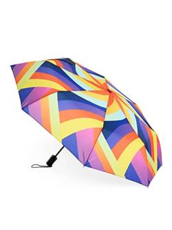 Dedoles Regenschirm Automatisch Unisex Damen Herren Sturmfest Taschenschirm Hochwertiger lustige Designs Regenbogen Schmetterlinge, Farbe: Buntes Windrad von Dedoles