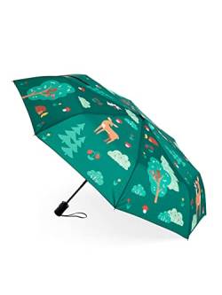 Dedoles Regenschirm Automatisch Unisex Damen Herren Sturmfest Taschenschirm Hochwertiger lustige Designs Regenbogen Schmetterlinge, Farbe: Rehe, Igel und Hasen von Dedoles