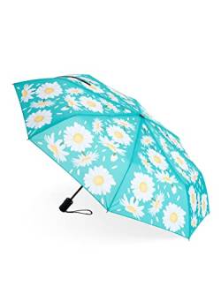 Dedoles Regenschirm Automatisch Unisex Damen Herren Sturmfest Taschenschirm Hochwertiger lustige Designs Regenbogen Schmetterlinge, Farbe: Sommer-Gänseblümchen von Dedoles