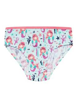 Dedoles Slip Damen & Mädchen Panties Unterwäsche Baumwolle viele lustige Designs Blumen Apfel Avocado Einhorn Party Meerjungfrau, Farbe Blau, Motiv Meerjungfrau Mädchen, Gr. 4-6 Jahre von Dedoles