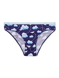 Dedoles Slip Damen & Mädchen Panties Unterwäsche Baumwolle viele lustige Designs Blumen Apfel Avocado Einhorn Party Meerjungfrau, Farbe Blau, Motiv Papierflugzeuge und Wolken, Gr. L von Dedoles