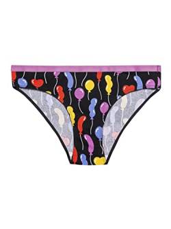 Dedoles Slip Damen & Mädchen Panties Unterwäsche Baumwolle viele lustige Designs Blumen Apfel Avocado Einhorn Party Meerjungfrau, Farbe Mehrfarbig, Motiv Ballons, Gr. L von Dedoles