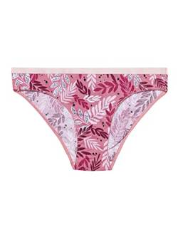 Dedoles Slip Damen & Mädchen Panties Unterwäsche Baumwolle viele lustige Designs Blumen Apfel Avocado Einhorn Party Meerjungfrau, Farbe Rosa, Motiv Rosa Blätter, Gr. M von Dedoles