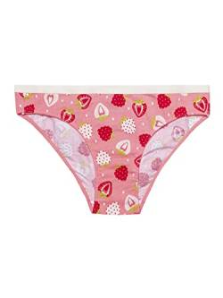 Dedoles Slip Damen & Mädchen Panties Unterwäsche Baumwolle viele lustige Designs Blumen Apfel Avocado Einhorn Party Meerjungfrau, Farbe Rot, Motiv Süße Erdbeeren, Gr. M von Dedoles