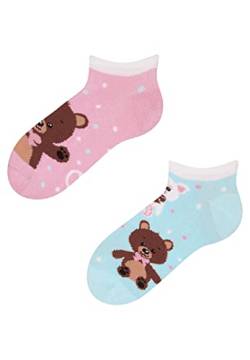 Dedoles Sneaker Socken Low Cut Füßlinge Kinder Mädchen Jungen Baumwolle lustiges Design Geschenk links rechts verschieden, 1 Paar, Farbe Rosa, Motiv Teddy Bear sneaker, Gr. 27-30 von Dedoles