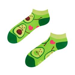 Dedoles Sneaker Socken Low Cut Füßlinge Unisex Damen Herren Baumwolle lustiges Design Geschenk links rechts verschieden, Farbe Grün, Motiv Avocado-Liebe Knöchelsocken, Gr. 39-42 von Dedoles