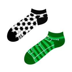 Dedoles Sneaker Socken Low Cut Füßlinge Unisex Damen Herren Baumwolle lustiges Design Geschenk links rechts verschieden, Farbe Grün, Motiv Fußball Knöchelsocken, Gr. 35-38 von Dedoles