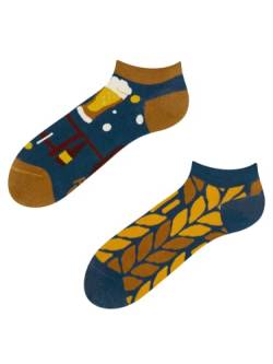 Dedoles Sneaker Socken Low Cut Füßlinge Unisex Damen Herren Baumwolle lustiges Design Geschenk links rechts verschieden, Farbe Mehrfarbig, Motiv Zeit für ein Bier Knöchelsocken, Gr. 39-42 von Dedoles
