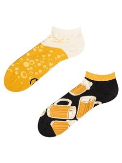 Dedoles Sneaker Socken Low Cut Füßlinge Unisex Damen Herren Baumwolle lustiges Design Geschenk links rechts verschieden, Farbe Schwarz, Motiv Bier vom Fass, Gr. 35-38 von Dedoles