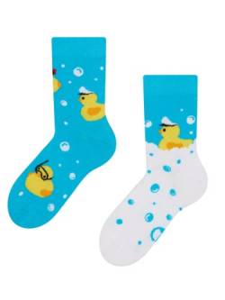 Dedoles Socken Kinder Mädchen Jungen Baumwolle viele lustige Designs Weihnachtssocken 1 Paar, Farbe Blau, Motiv Captain Duck, Gr. 23-26 von Dedoles