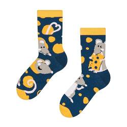 Dedoles Socken Kinder Mädchen Jungen Baumwolle viele lustige Designs Weihnachtssocken 1 Paar, Farbe Blau, Motiv Maus und Käse, Gr. 23-26 von Dedoles