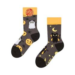 Dedoles Socken Kinder Mädchen Jungen Baumwolle viele lustige Designs Weihnachtssocken 1 Paar, Farbe Grau, Motiv Halloween-Katze, Gr. 23-26 von Dedoles