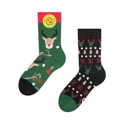 Dedoles Socken Kinder Mädchen Jungen Baumwolle viele lustige Designs Weihnachtssocken 1 Paar, Farbe Grün, Motiv Weihnachtsrentier, Gr. 23-26 von Dedoles