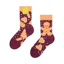 Dedoles Socken Kinder Mädchen Jungen Baumwolle viele lustige Designs Weihnachtssocken 1 Paar, Farbe Orange, Motiv Weihnachtslebkuchen, Gr. 27-30 von Dedoles