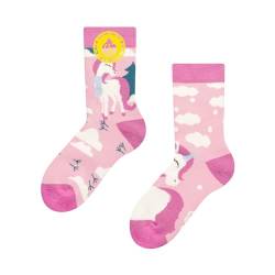 Dedoles Socken Kinder Mädchen Jungen Baumwolle viele lustige Designs Weihnachtssocken 1 Paar, Farbe Rosa, Motiv Einhorn mit Schal Wärmesocken, Gr. 31-34 von Dedoles