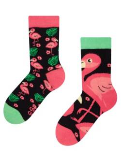 Dedoles Socken Kinder Mädchen Jungen Baumwolle viele lustige Designs Weihnachtssocken 1 Paar, Farbe Schwarz, Motiv Flamingos, Gr. 23-26 von Dedoles