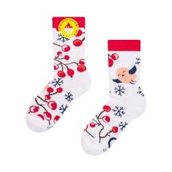 Dedoles Socken Kinder Mädchen Jungen Baumwolle viele lustige Designs Weihnachtssocken 1 Paar, Farbe Weiß, Motiv Winterbeeren Wärmesocken, Gr. 27-30 von Dedoles