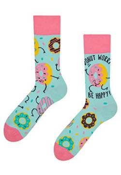 Dedoles Socken Regular normale Höhe Unisex Damen Herren Baumwolle viele lustige Designs Weihnachtssocken 1 Paar, Farbe Blau, Motiv Donuts, Gr. 35-38 von Dedoles