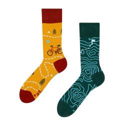 Dedoles Socken Regular normale Höhe Unisex Damen Herren Baumwolle viele lustige Designs Weihnachtssocken 1 Paar, Farbe Gelb, Motiv Auf der Strecke, Gr. 39-42 von Dedoles