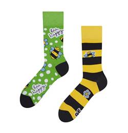 Dedoles Socken Regular normale Höhe Unisex Damen Herren Baumwolle viele lustige Designs Weihnachtssocken 1 Paar, Farbe Gelb, Motiv Bienen, Gr. 35-38 von Dedoles