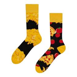 Dedoles Socken Regular normale Höhe Unisex Damen Herren Baumwolle viele lustige Designs Weihnachtssocken 1 Paar, Farbe Gelb, Motiv Käsepizza, Gr. 39-42 von Dedoles