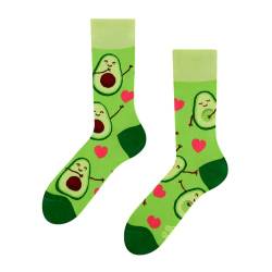 Dedoles Socken Regular normale Höhe Unisex Damen Herren Baumwolle viele lustige Designs Weihnachtssocken 1 Paar, Farbe Grün, Motiv Avocado-Liebe, Gr. 35-38 von Dedoles