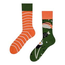Dedoles Socken Regular normale Höhe Unisex Damen Herren Baumwolle viele lustige Designs Weihnachtssocken 1 Paar, Farbe Orange, Motiv Sushi-Zeit, Gr. 35-38 von Dedoles