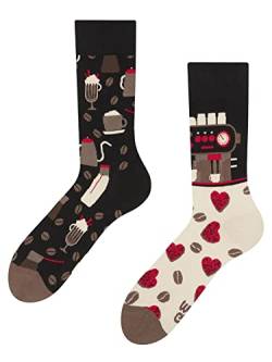 Dedoles Socken Regular normale Höhe Unisex Damen Herren Baumwolle viele lustige Designs Weihnachtssocken 1 Paar, Farbe Schwarz, Motiv Café, Gr. 43-46 von Dedoles