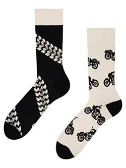 Dedoles Socken Regular normale Höhe Unisex Damen Herren Baumwolle viele lustige Designs Weihnachtssocken 1 Paar, Farbe Schwarz, Motiv Motorrad, Gr. 35-38 von Dedoles