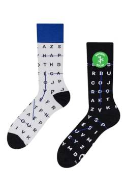 Dedoles Socken Unisex Damen Herren Kinder Baumwolle viele lustige Designs 1 Paar Geschenk links rechts verschieden, Farbe: Schwarz, Motiv: Wortsuche Kreuzworträtsel (Bambus), Gr. 39-42 von Dedoles