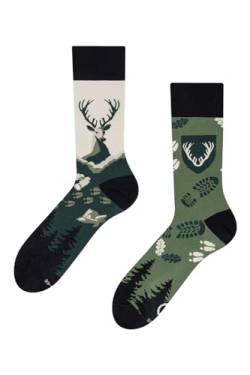 Dedoles Socken Unisex Damen Herren & Kinder Baumwolle viele lustige Designs 1 Paar Geschenk links rechts verschieden, Farbe: Grün, Motiv: Jäger und Förster, Gr. 43-46 von Dedoles