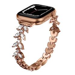 Dee Plus Kompatibel mit Apple Watch Armband 41mm 40mm 38mm, Leichtes Damenarmband mit glänzenden Diamanten, Schmuck Metallarmband für Apple Watch Band Ultra Series 8 7 6 5 4 3 2 1 SE von Dee Plus