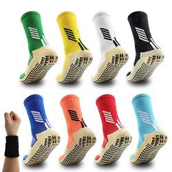 Dee Plus Rutschfeste Fußball Socken Basketballsocken/Yoga Socken Noppen Sohle Damen & Herren Socken Anti Rutsch Sportsocken Grip Fußballsocken Tape Fussball Socken (Weiß) von Dee Plus