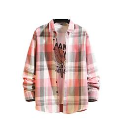 Herren Langarm Flanell Koreanischer Stil Plaid Harajuku Kleidung Shirt, 489 D, 6XL von Deepsko