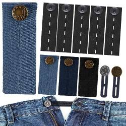 Deepton 10 Stück Elastische Taillenverlängerungen, Einstellbar Knopfverlängerung Bund-Expanders für Männer und Frauen, Knöpfe Extender für Jeans, Hosen (Schwarz, Blau, Apricot, Weiß, Grau) von Deepton